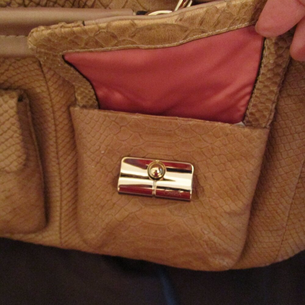 Coach Kristin Tan Python-Embossed Pocket Tote - image 8